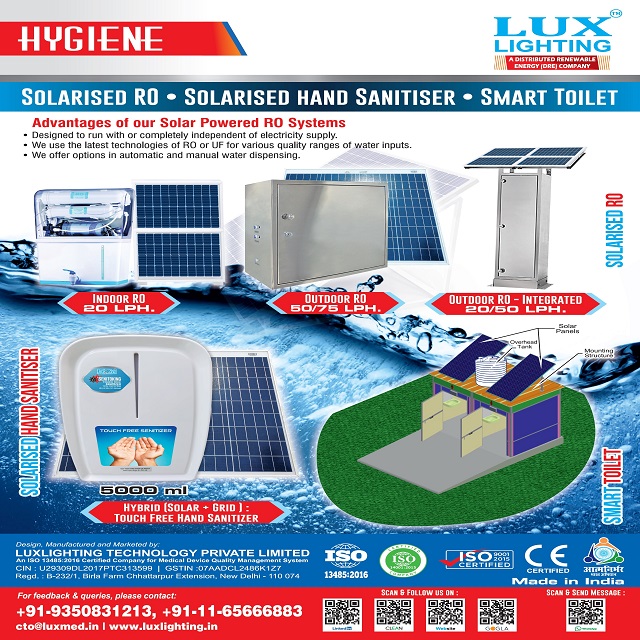 Solarized RO , Solarized HandSanitiser and Smart Toilet - Complete Solutions 